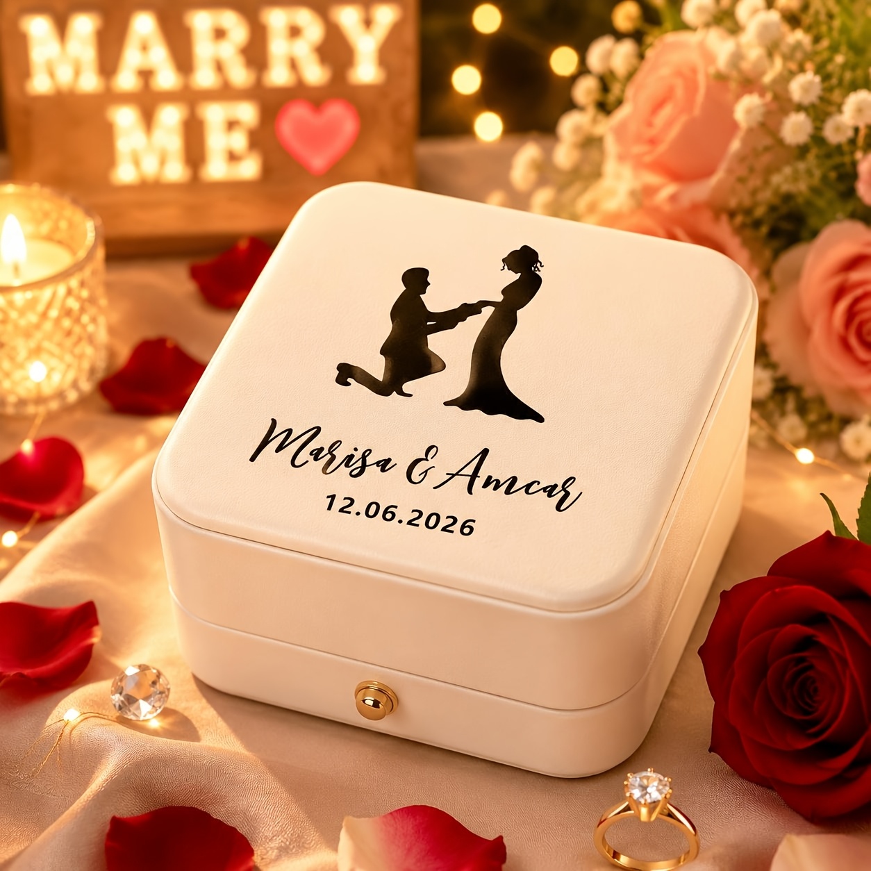High-End Customizable Proposal Ring Box, Elegant Wedding Gift